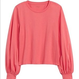 Banana Republic Balloon Long Sleeve Crop Top - Pink